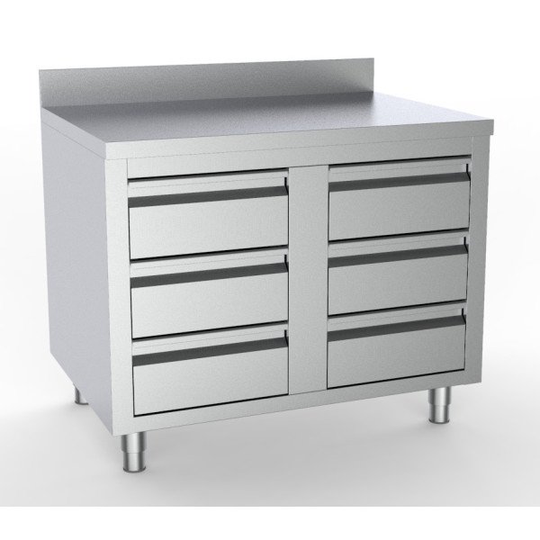 700 ARBEITSTISCH MIT 6 SCHUBLADEN MIT AUFKANTUNG 1000