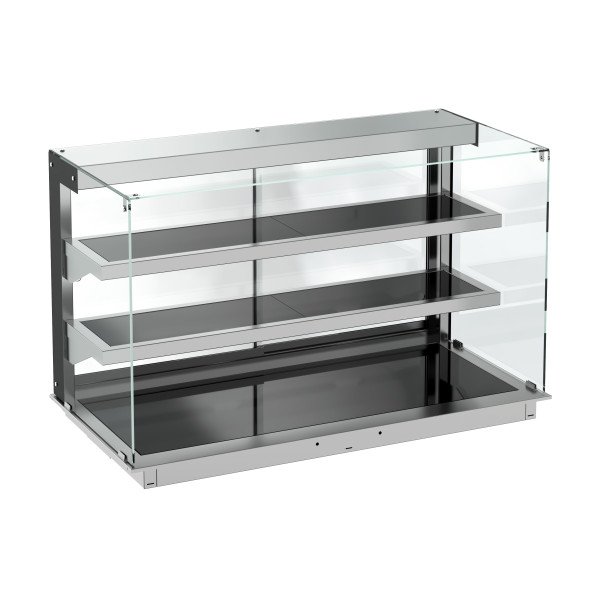 EINBAUWÄRMEVITRINE KERAMIK ECKIG - SCHWARZ 3/1