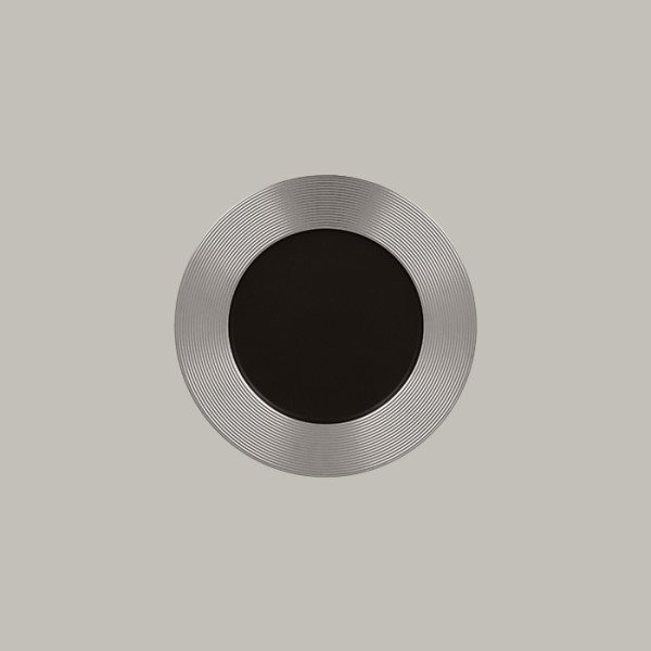 Teller flach mit Rand aus Porzellan, seidenmatte Gold-, Silber- oder Bronzeveredelung – 12er Set