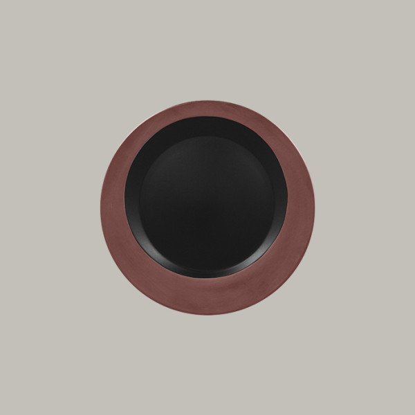 Teller flach mit Rand aus Porzellan, seidenmatte Gold-, Silber- oder Bronzeveredelung – 6 Stück