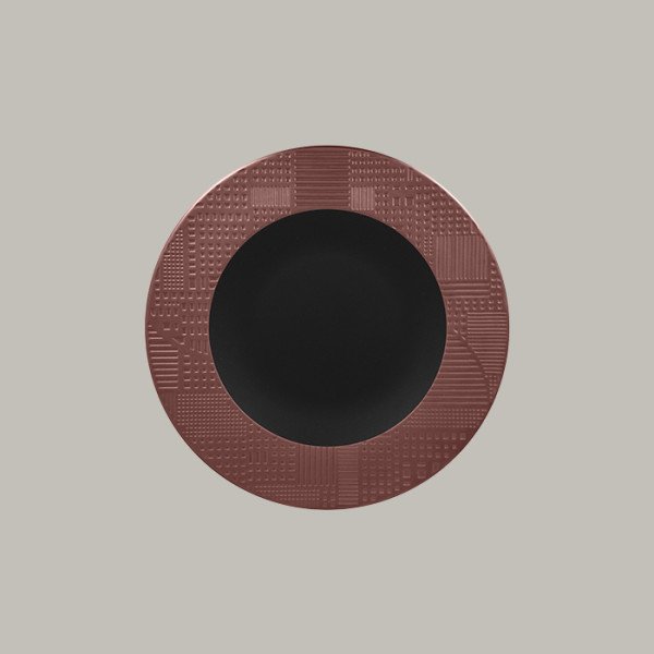 Teller flach mit Rand Ø 32,2 cm aus Porzellan, elegant mit Gold-, Silber- oder Bronzeveredelung – 6 Stück