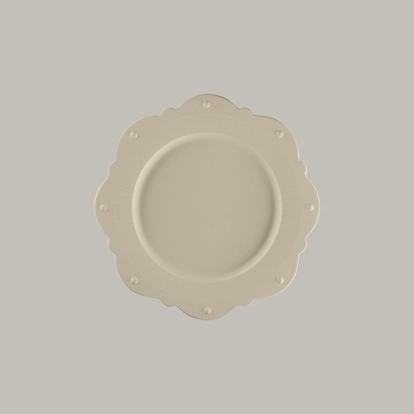 Teller festoniert aus der RAK Earth Argila Kollektion – 6er Set flache Präsentationsteller im Ton-Look