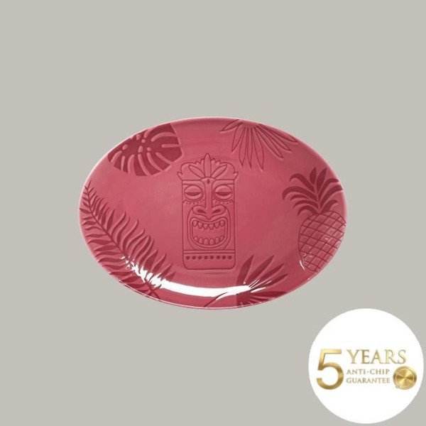 Teller coup flach Aztek in 5 Farben, 6er Set, oval, robustes Porzellan