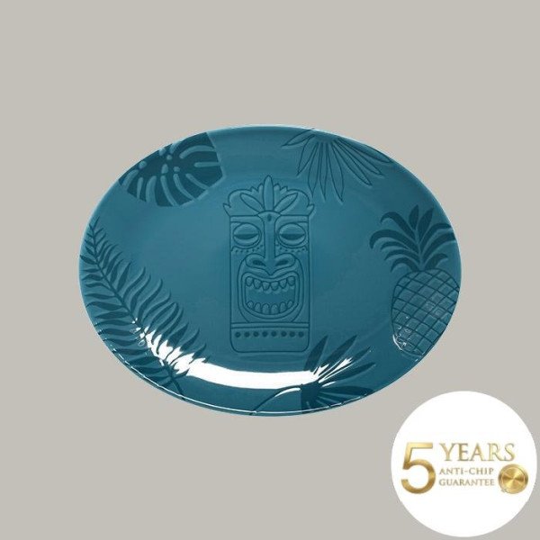 Teller coup flach Aztek 36 cm oval, 6-teilig, bunt, robust, Ethno-Design