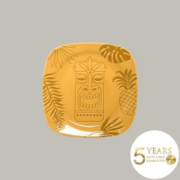 Teller flach mit Rand in sonnigen Farben – Aztek Kollektion, 12er Set aus Porzellan