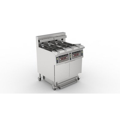 Friggitrice Elettrica iG - 4 x 11,6 Litri con Serbatoi Separati - 28 kW - con Sollevamento Automatico del Cestello e Sistema di 