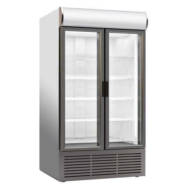 Frigorifero per bevande - 852 litri - con 2 porte in vetro - display pubblicitario e illuminazione a LED