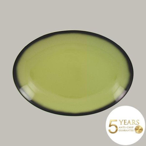 Teller coup flach aus Porzellan, 36x27 cm, 6er Set, farbenfroh mit feiner schwarzer Linie