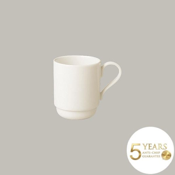 Becher stapelbar aus Porzellan, 12er Set, robust & elegant