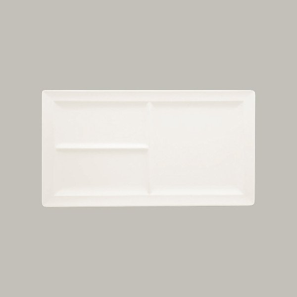 Teller flach mit Rand aus Porzellan, rechteckig, 6 Stück – Classic Gourmet