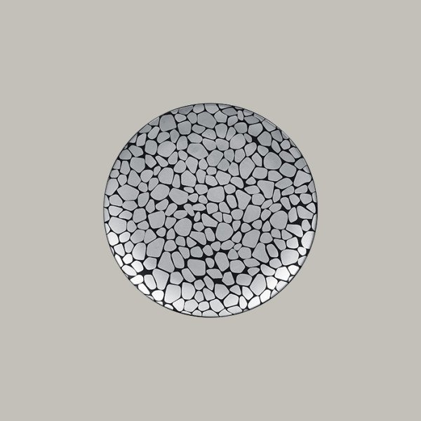 Teller coup flach mit silberfarbener Pflastersteinoptik – 12-teiliges Porzellan-Set