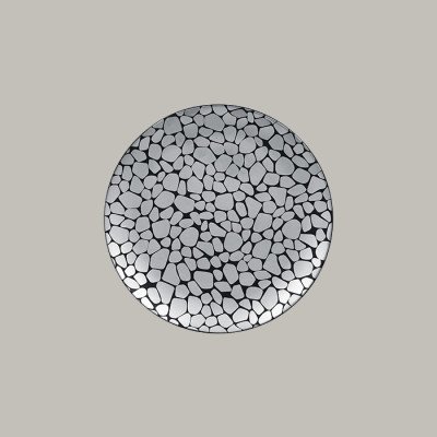 Teller coup flach mit silberfarbener Pflastersteinoptik – 12er Set aus Porzellan