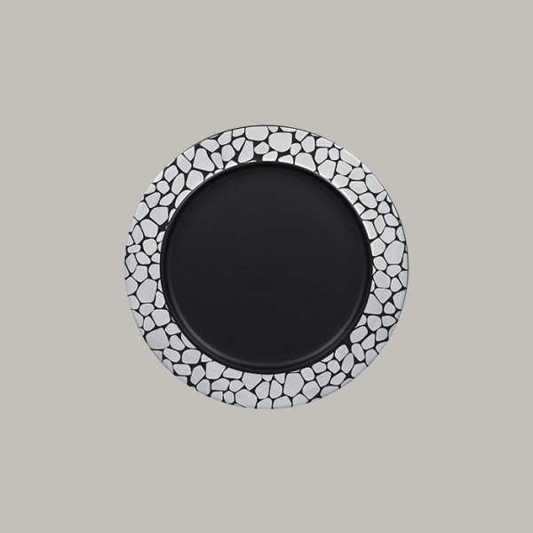 Teller flach mit Rand in silberfarbener Pflastersteinoptik – 6er Set von RAK Porcelain