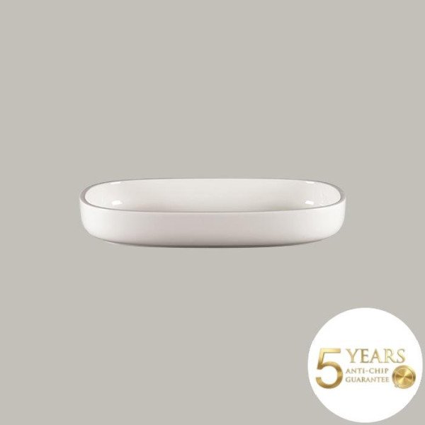 Teller tief mit geradem Rand aus Rakstone, 30 cm oval, 2-teilig