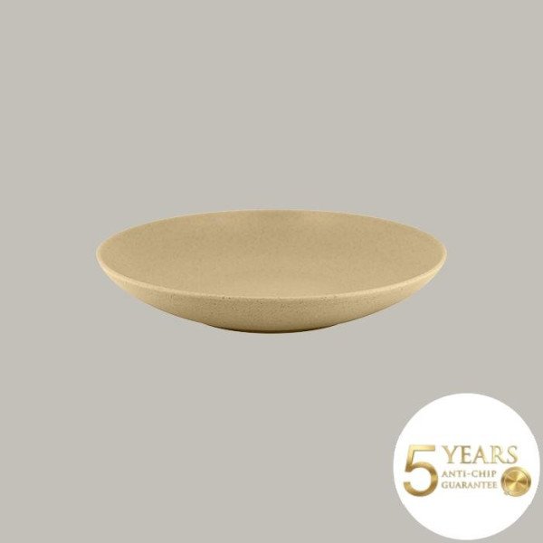 Teller coup tief Genesis aus Porzellan, 12-teilig, handgefertigt, in Mandelbeige, Kakaobraun & Rinde-Braun