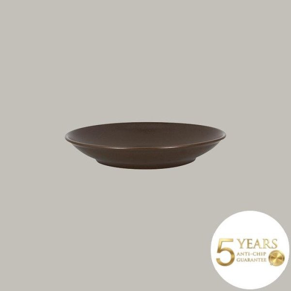 Teller coup tief aus Porzellan, 12-teilig, Genesis Kollektion von RAK Porcelain – Mandelbeige, Kakaobraun, Rinde-Braun