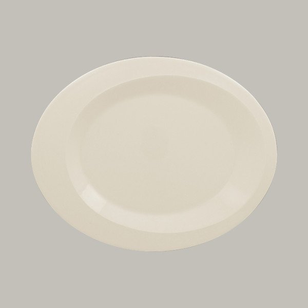 Teller flach mit Rand aus der Giro Kollektion von RAK Porcelain – ovales Design für besondere Tischinszenierungen