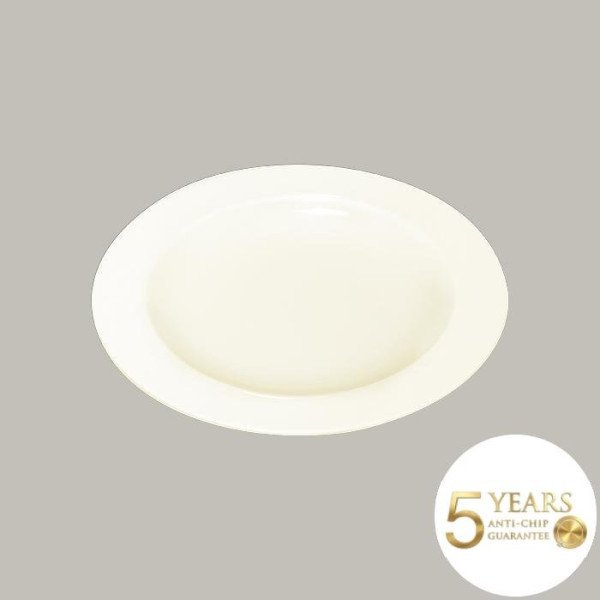 Teller flach mit Rand aus Porzellan, 12 Stück, ideal für Krankenhäuser und Pflegeheime