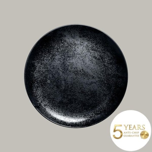 Teller coup flach aus Porzellan, Serie Karbon, 6 Stück, Ø 30,7 cm, anthrazit-schwarz glänzend