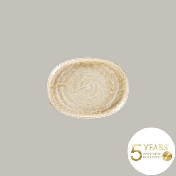 Flacher ovaler Dessert- und Vorspeisenteller aus Rakstone, 25x19 cm, 12 Stück, 5 Jahre Garantie