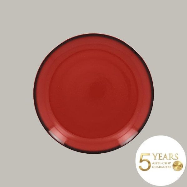 Teller coup flach aus Porzellan, Ø 29,3 cm, 12 Stück, bunte Farben mit feiner schwarzer Linie