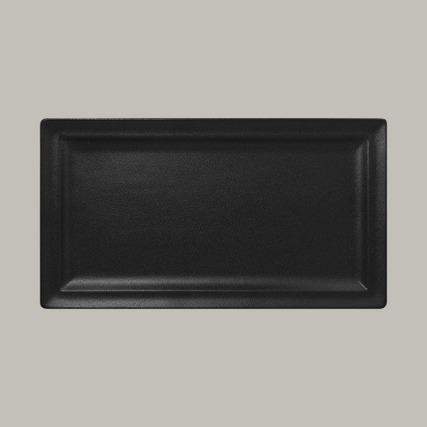 Teller flach mit Rand aus Porzellan, rechteckig, Neofusion-Serie in Vulkanschwarz, 6 Stück