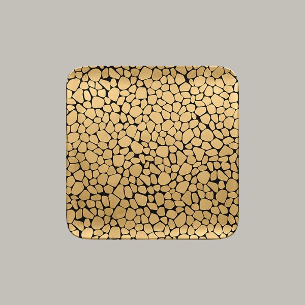 Teller flach aus Porzellan, quadratisch, 6 Stück – Opulence Pebbles Kollektion
