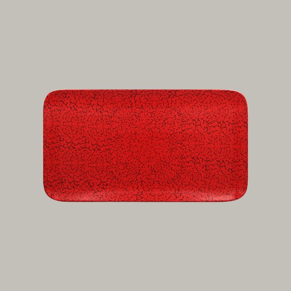 Teller flach aus Porzellan in leuchtendem Rot und Schwarz – RAK Porcelain Fusion Ruby Kollektion