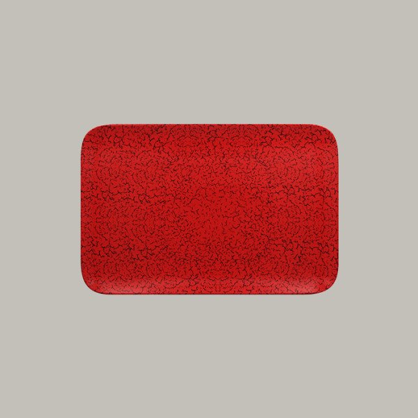 Teller flach aus Porzellan in leuchtendem Rot und Schwarz – RAK Porcelain Fusion Ruby Kollektion