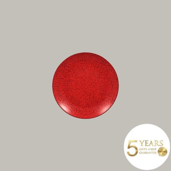 Teller coup flach in leuchtendem Rot und Schwarz – 12-teiliges Porzellan-Set von RAK Porcelain