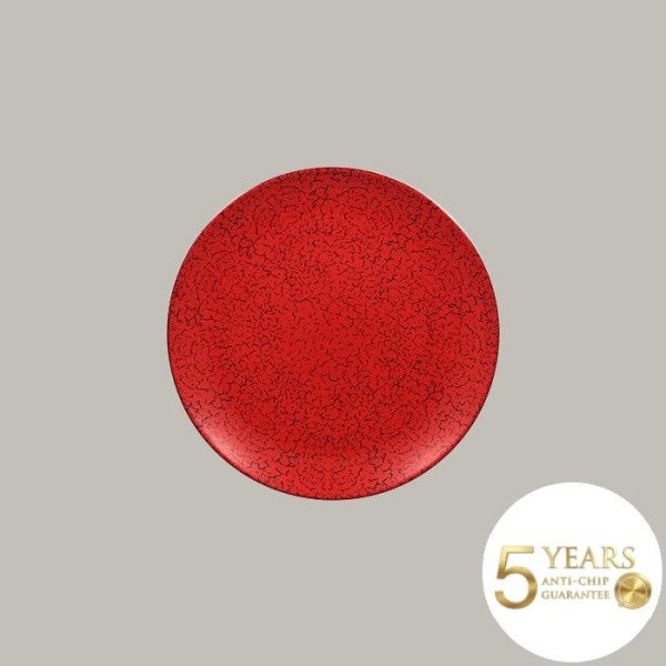 Teller coup flach aus Porzellan in leuchtendem Rot und Schwarz, 12-teiliges Set von RAK Porcelain, ideal für Sushi und Appetithä