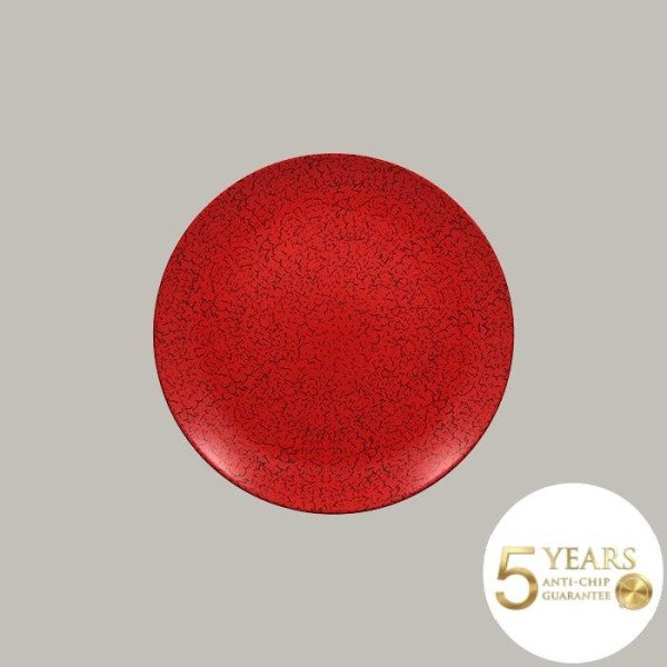 Teller coup flach aus Porzellan, 29,3 cm, 12-teilig, rot-schwarz, asiatisch inspiriert