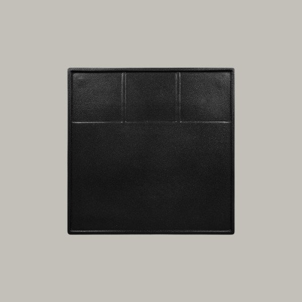 Quadratischer flacher Porzellanteller Suppai mit tiefschwarzer Glasur, 30 cm, 6 Stück