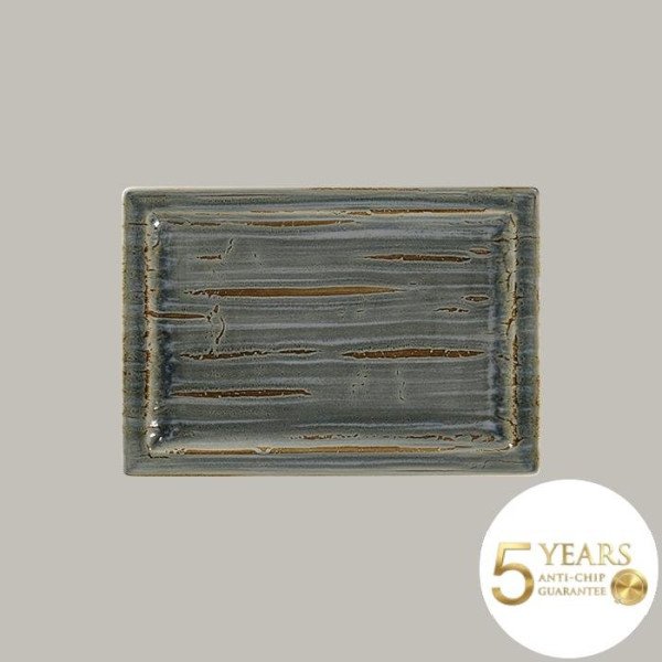 Teller flach mit Rand aus Rakstone, 6-teiliges Set von RAK Porcelain – handbemalt, rechteckig, 33,6x23,2 cm