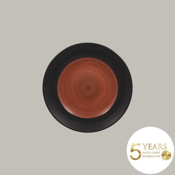 Teller flach mit Rand aus Porzellan, matt schwarz, 12-teiliges Set von RAK Porcelain – robust und handgefertigt