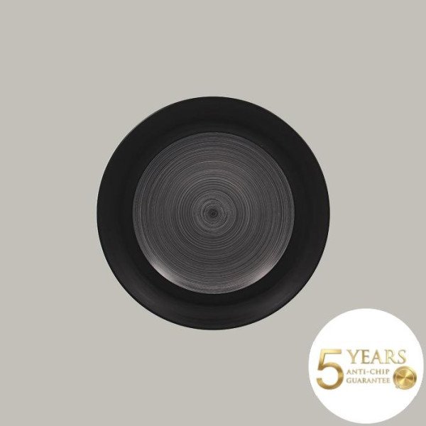 Teller flach mit Rand aus Porzellan, 12-teilig, matt schwarz, Fusion Trinidad Kollektion