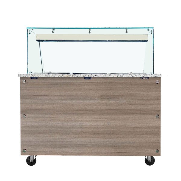 SNACK-Line Bain-Marie Theke 2x GN1/1. Granit rosa-grau. 88x82x85.5 Glasaufbau Klarglas ohne Zwischenablage. H396mm