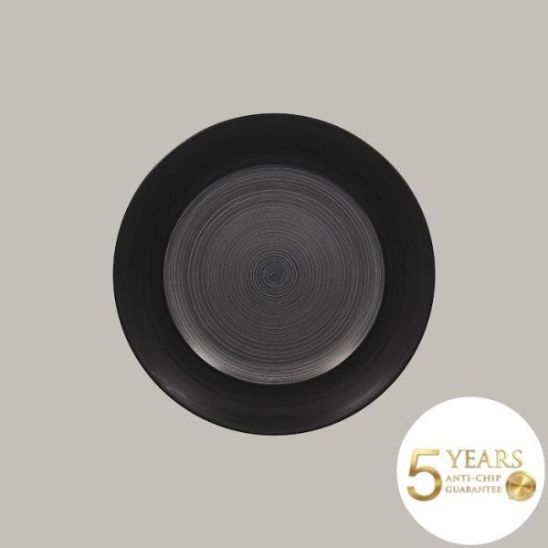 Teller flach mit Rand aus Porzellan, 6er Set, matt schwarz, handgefertigt – RAK Porcelain