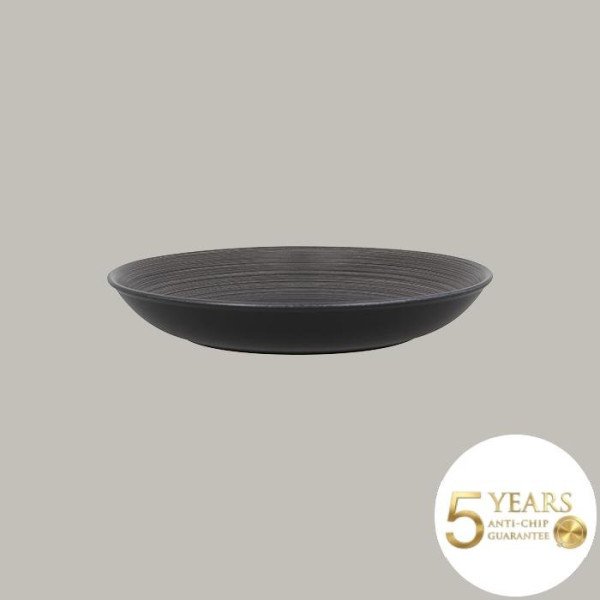 Teller coup tief aus Porzellan, 6er Set, mattschwarz mit Pinsel-Dekor – RAK Porcelain