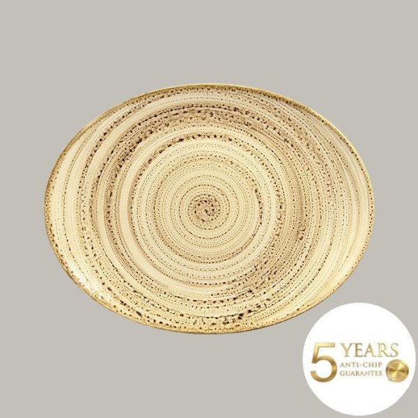 Teller coup flach Twirl Sand-Beige, 36x27 cm, 6 Stück, handverziert, langlebig