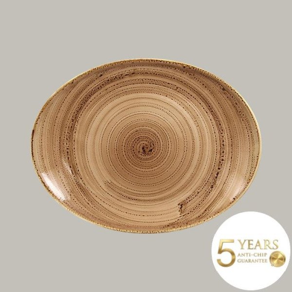 Teller coup flach Twirl in Tropenfarben, 6er-Set aus Porzellan, oval, 36x27 cm, RAK Porcelain