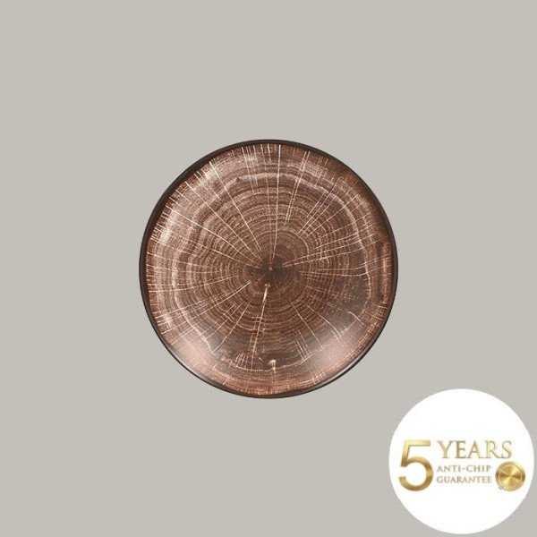 Teller coup tief aus der Woodart-Kollektion von RAK Porcelain, 12-teilig, matt in Naturfarben, stapelbar, Ø 22,2 cm