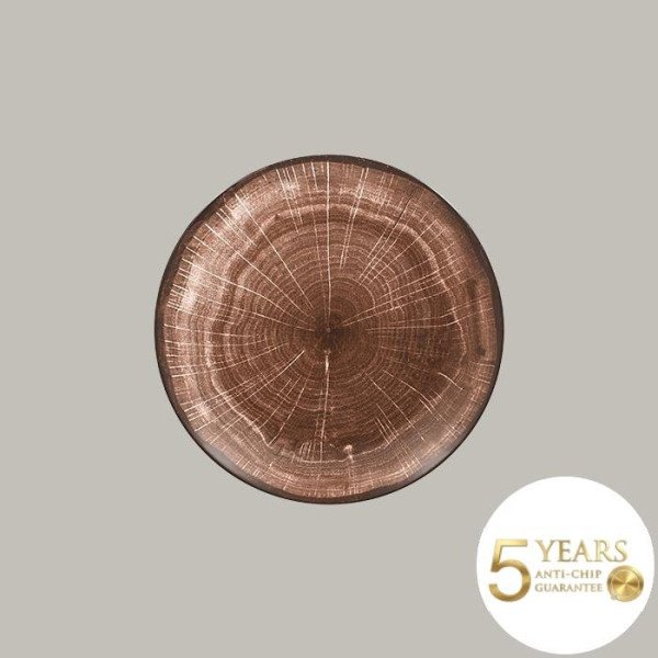 Teller coup flach aus Porzellan, Woodart Kollektion, 12 Stück, Ø 29,3 cm, natürliche Holztöne