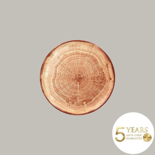 Teller coup flach aus Porzellan in Naturfarben, 12er Set – Woodart Kollektion