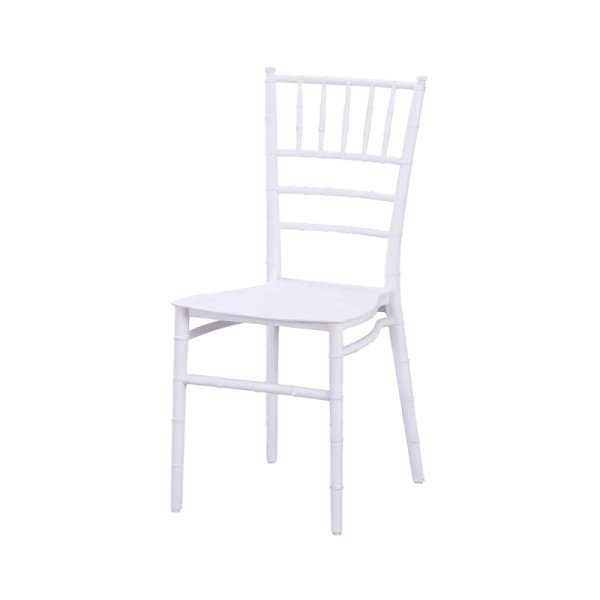 Hochzeitsstuhl CHIAVARI TIFFANY SIMPLE weiß – eleganter. stapelbarer Polypropylen-Stuhl für Hochzeiten und Events