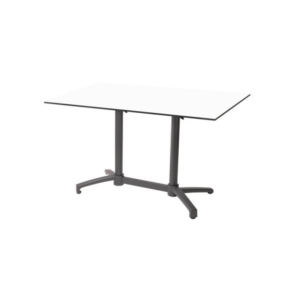 Biergartentisch CROSS COMFORT DUO grau mit wetterfester HPL-Platte – robust & modern für HoReCa-Bereiche
