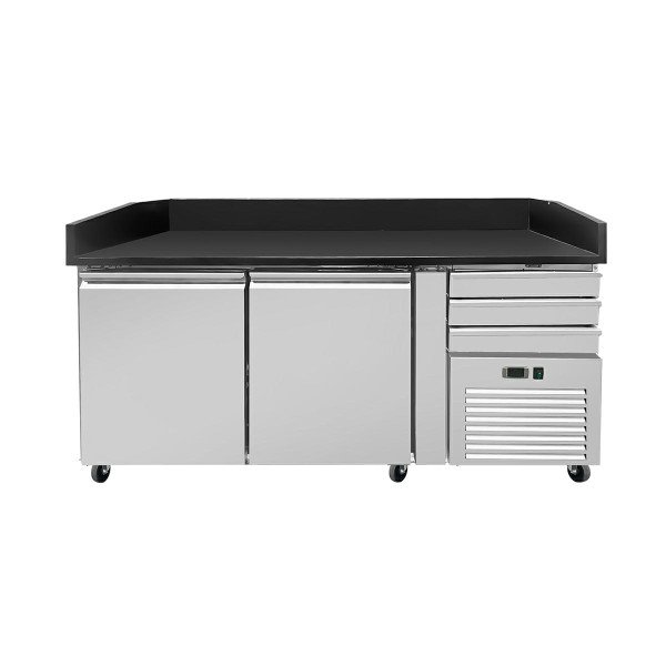 Pizza Kühltisch PRO. Granit Star Galsxy schwarz. 2 Türen + 3 Schubladen. 160 x 80