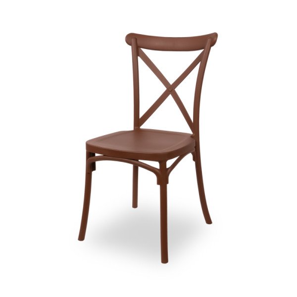 Hochzeitsstuhl CHIAVARI FIORINI braun – eleganter. wetterfester Polypropylenstuhl für HoReCa-Events