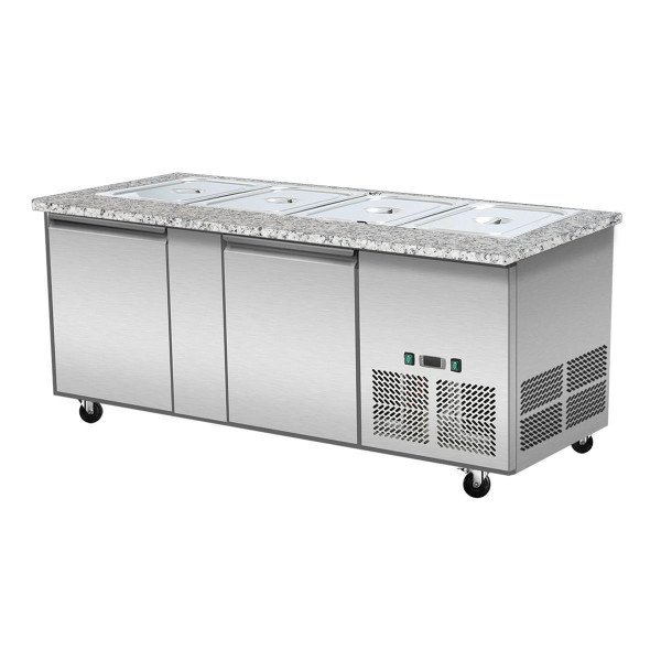 SNACK-Line. Kalte Theke. 4x GN1/1. Granit rosa-grau. OHNE Glas. 153x82x85.5