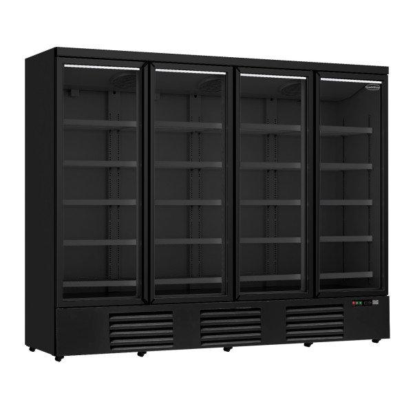KÜHLSCHRANK 4 GLASTÜREN SCHWARZ JDE-2025R BL   *TRANSPORT AUF ANFRAGE*  **Achtung, es liegt ein erhöhter Einschatlstrom vor, sod